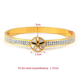 Summer Flower Shell Bracelet Stainless Steel Cubic Zirconia Crystal Bangle