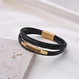 Classic Leather Braided Magnetic Buckle Bracelet Men's Business Jewelry