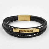 Classic Leather Braided Magnetic Buckle Bracelet Men's Business Jewelry