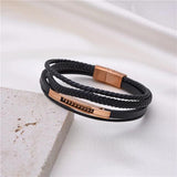 Classic Leather Braided Magnetic Buckle Bracelet Men's Business Jewelry