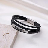 Classic Leather Braided Magnetic Buckle Bracelet Men's Business Jewelry