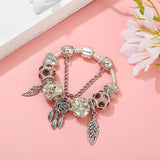 Tassel Dream Catcher Charm Bracelet Silver Plated Snake Bone Chain