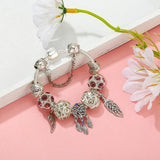 Tassel Dream Catcher Charm Bracelet Silver Plated Snake Bone Chain