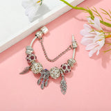 Tassel Dream Catcher Charm Bracelet Silver Plated Snake Bone Chain