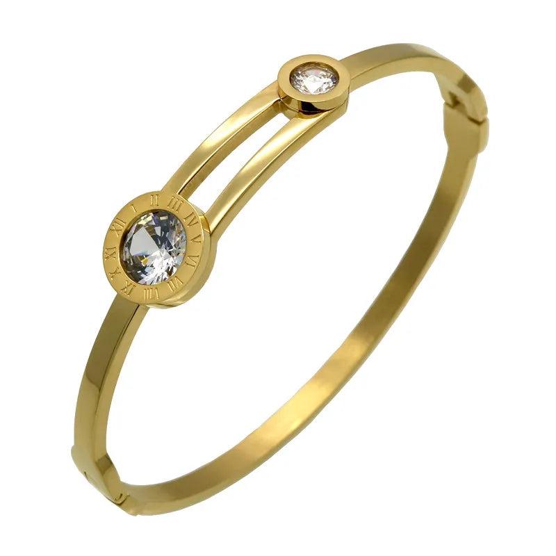 Crystal Bracelet Stainless Roman Bangles Love Jewelry