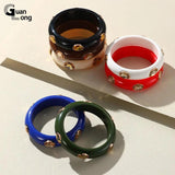 Colorful Resin Crystal Bangle Geometric Cuff Bracelet for Women