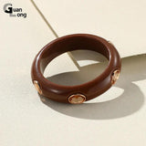 Colorful Resin Crystal Bangle Geometric Cuff Bracelet for Women