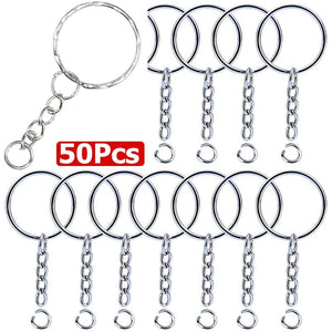 50Pcs Silver Plated Keychain Split Ring Holder DIY Key Chains Accessories
