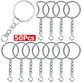 50Pcs Silver Plated Keychain Split Ring Holder DIY Key Chains Accessories