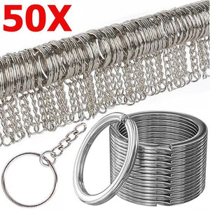 50Pcs Silver Plated Keychain Split Ring Holder DIY Key Chains Accessories