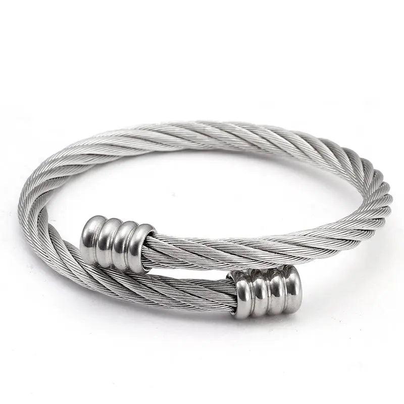 Stainless Steel Open Cuff Bangles Vintage Mesh Charm Bracelets