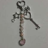 Love Keychain Sweet Romantic Star Guitar Bunny Strawberry Pearl Crystal Gift