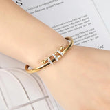 Circle Crystals Bracelets & Bangles Charm Stainless Steel Jewelry Gold-Color