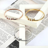 Circle Crystals Bracelets & Bangles Charm Stainless Steel Jewelry Gold-Color