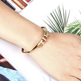 Circle Crystals Bracelets & Bangles Charm Stainless Steel Jewelry Gold-Color