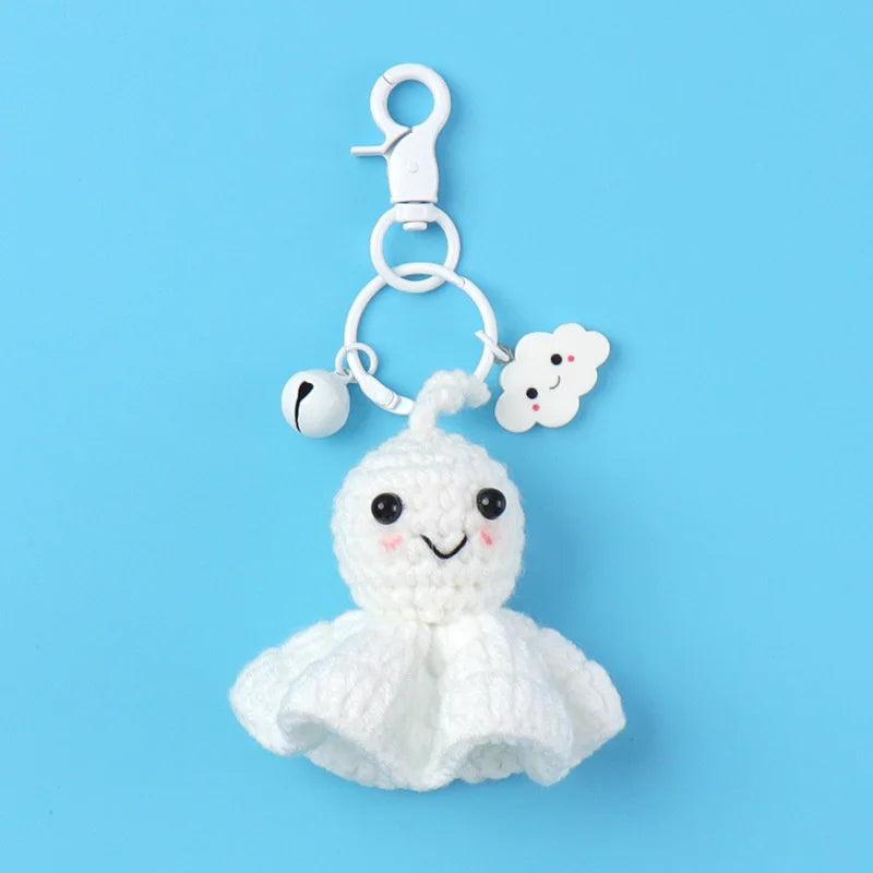 Handmade Ghost Doll Keychain Knitted Keyring for Keys Accessories
