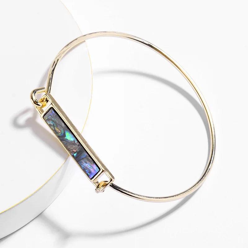 Resin Druzy Abalone Shell Bar Bangles for Women