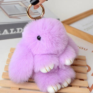 Plush Rabbit Keychain for Women Faux Fur Bunny Hare Key Chain Bag Trinket Gift