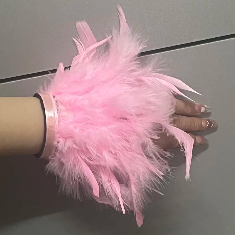 Feather Snap Bracelet Arm Cuffs Ostrich Feathers