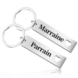 Godfather Godmother Keyring Personalised Keychain Papa Tata Parrain Marraine