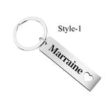 Godfather Godmother Keyring Personalised Keychain Papa Tata Parrain Marraine