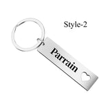 Godfather Godmother Keyring Personalised Keychain Papa Tata Parrain Marraine