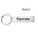 Godfather Godmother Keyring Personalised Keychain Papa Tata Parrain Marraine