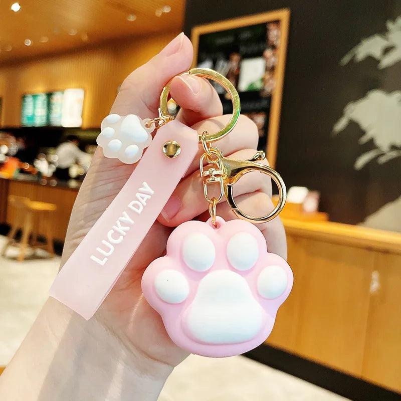Colorful Cat Paw Keychain Soft Cartoon Backpack Accessories Gift for Girls