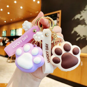 Colorful Cat Paw Keychain Soft Cartoon Backpack Accessories Gift for Girls