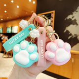 Colorful Cat Paw Keychain Soft Cartoon Backpack Accessories Gift for Girls