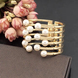 Pearl Charm Cuff Bangles Bracelets for Women