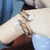 Pearl Charm Cuff Bangles Bracelets for Women
