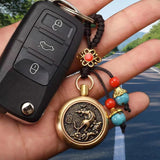 Chinese Zodiac Animal Bronze Coin Rotatable Car Keychain