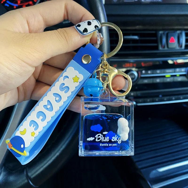 Cloud Keychain Liquid Floatation Small Sky Keyring Car Pendant