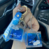Cloud Keychain Liquid Floatation Small Sky Keyring Car Pendant