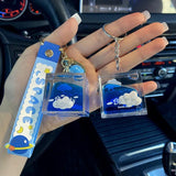 Cloud Keychain Liquid Floatation Small Sky Keyring Car Pendant