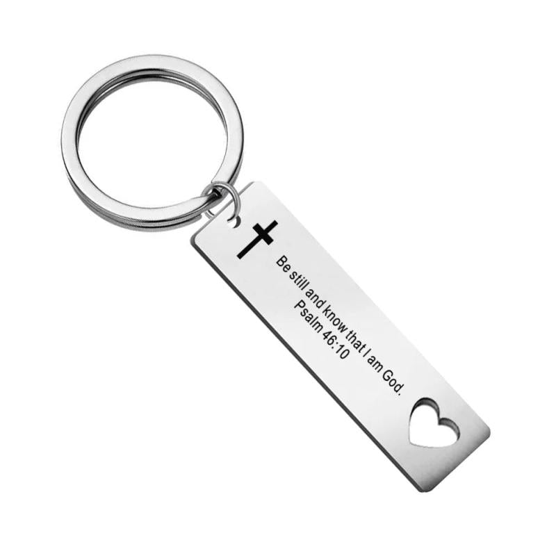 With God Engraved Steel Keychain
