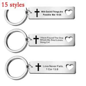 With God Engraved Steel Keychain