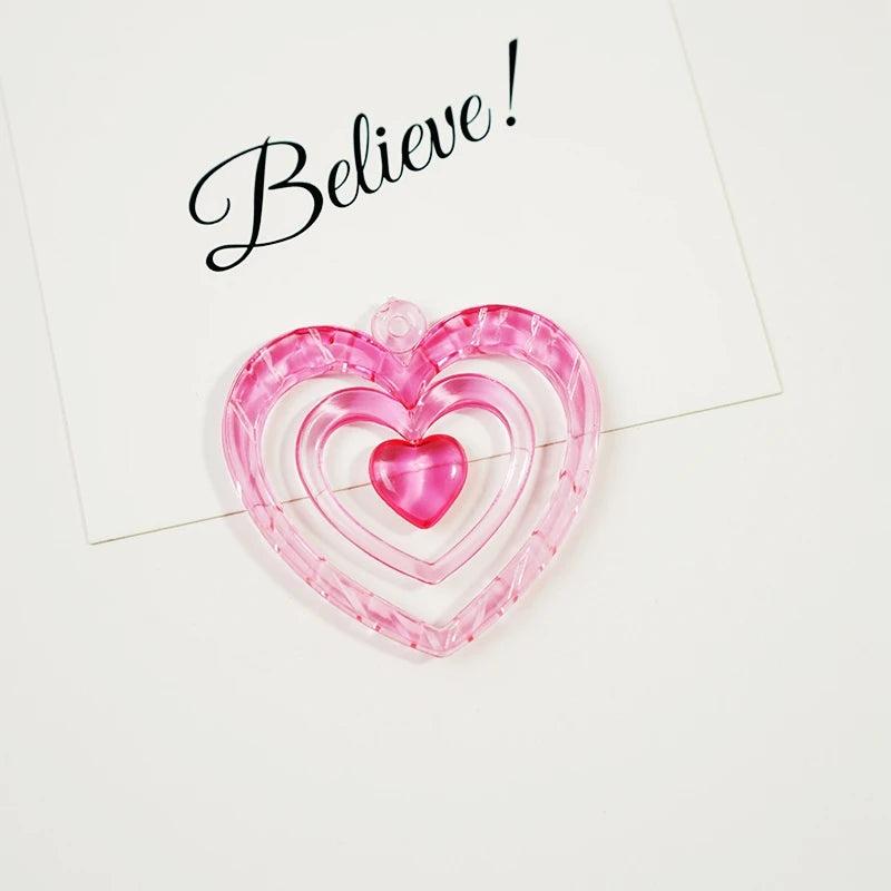 10pcs Mixed Acrylic Heart Charm Pendants 52mm Kid Craft DIY Wholesales
