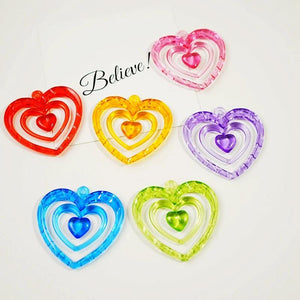 10pcs Mixed Acrylic Heart Charm Pendants 52mm Kid Craft DIY Wholesales