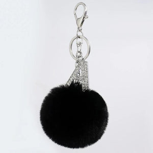 26 Letters Pompon Fur Ball Keychain Alphabet Key Chain Key Ring