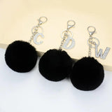 26 Letters Pompon Fur Ball Keychain Alphabet Key Chain Key Ring