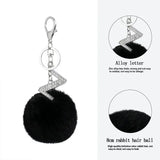 26 Letters Pompon Fur Ball Keychain Alphabet Key Chain Key Ring