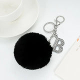 26 Letters Pompon Fur Ball Keychain Alphabet Key Chain Key Ring