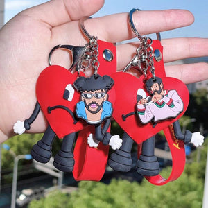 Red Heart Bad Bunny Keychain Keyring for Women Men Bad RabbitCar Key Chain