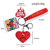 Red Heart Bad Bunny Keychain Keyring for Women Men Bad RabbitCar Key Chain