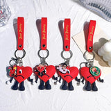 Red Heart Bad Bunny Keychain Keyring for Women Men Bad RabbitCar Key Chain