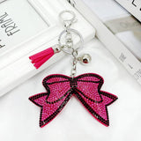 Flannel Rhinestone Bow Keychain Pendant Tassel Bag Car Pendant