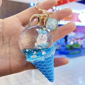 Unicorn Liquid Keychain Glitter Quicksand Gift Key Fob