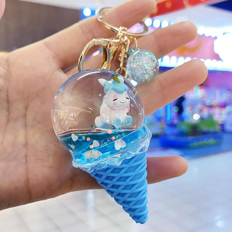 Unicorn Liquid Keychain Glitter Quicksand Gift Key Fob